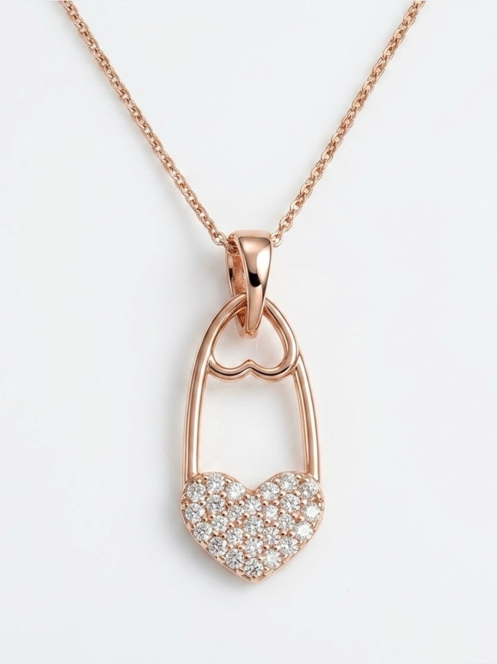 Safety Pin Heart Necklace | 18k Gold Plated Dainty Statement Jewelry